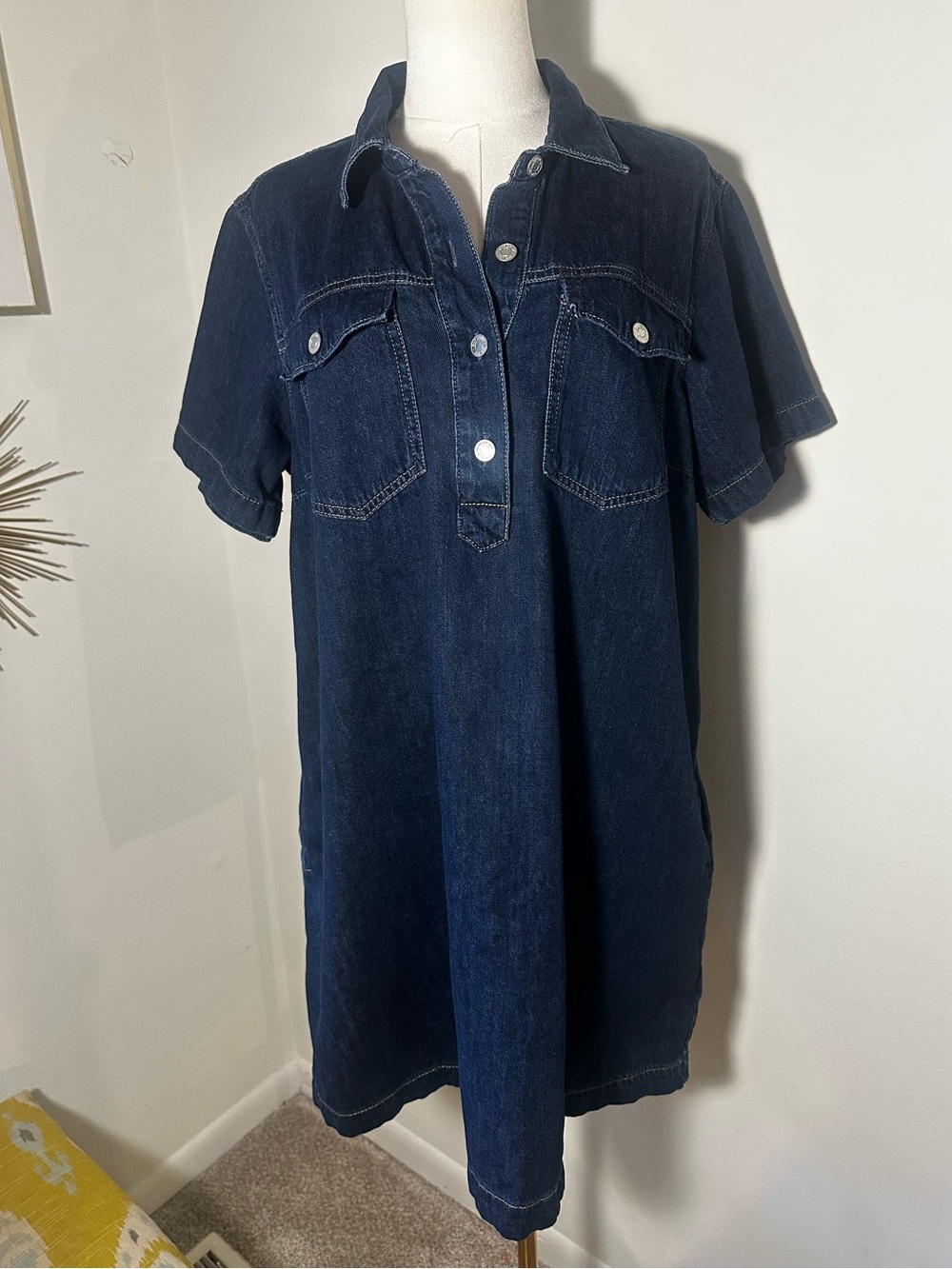 Gap Denim Short Sleeve Shirt Dress – Size Large 100% Cotton - Picture 15 of 15